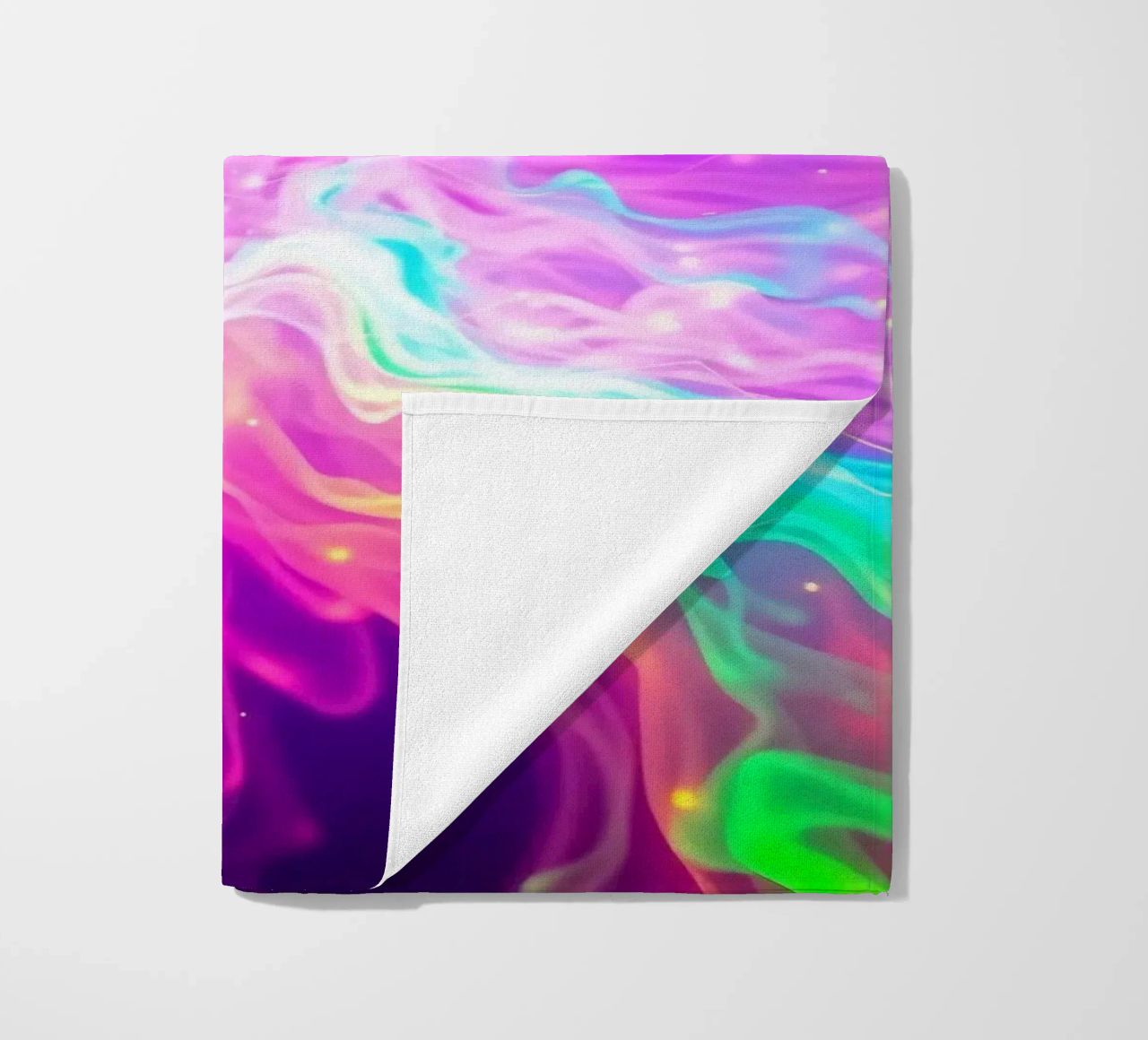 Un colorato vortice astratto di luce ed energia riempie lo sfondo telo mare da DesignDoodle