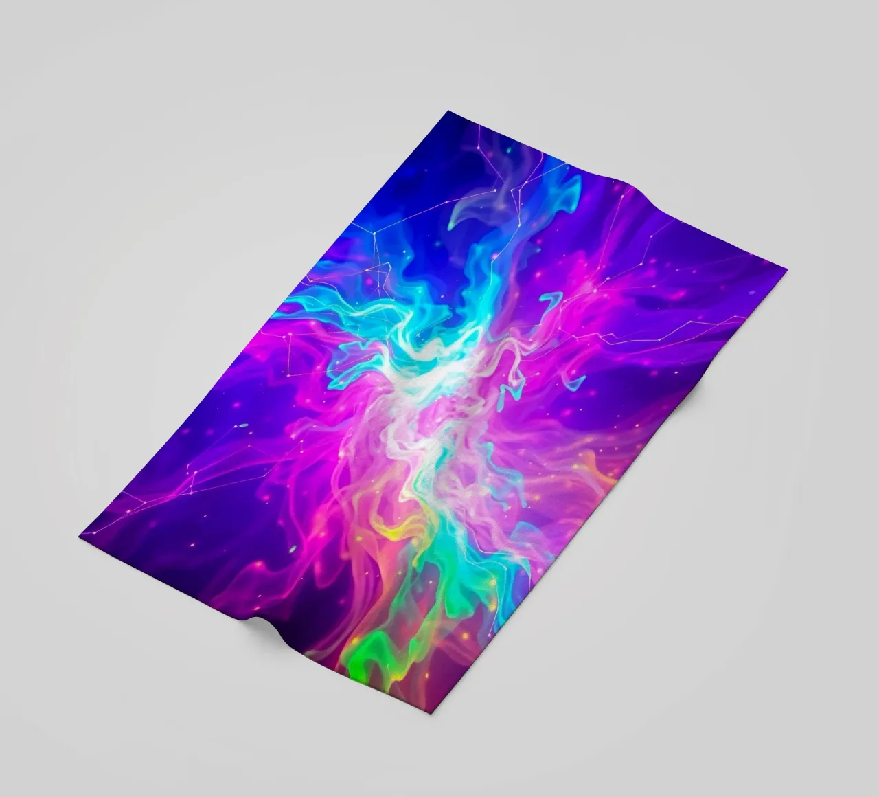 Un colorato vortice astratto di luce ed energia riempie lo sfondo telo mare da DesignDoodle