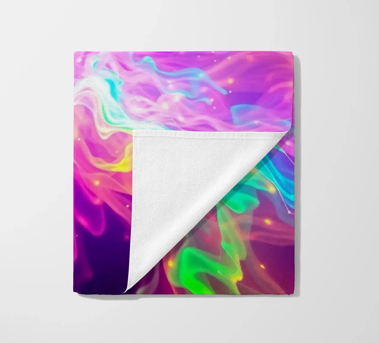 Un colorato vortice astratto di luce ed energia riempie lo sfondo telo mare da DesignDoodle