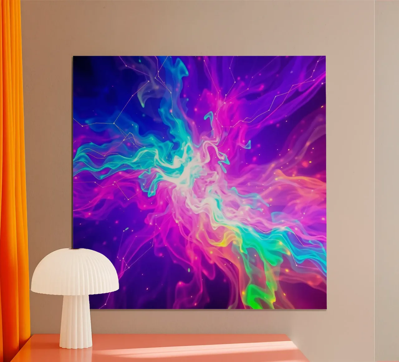 Colorful abstract swirl of light & energy fills the backdrop hahnemühle by DesignDoodle