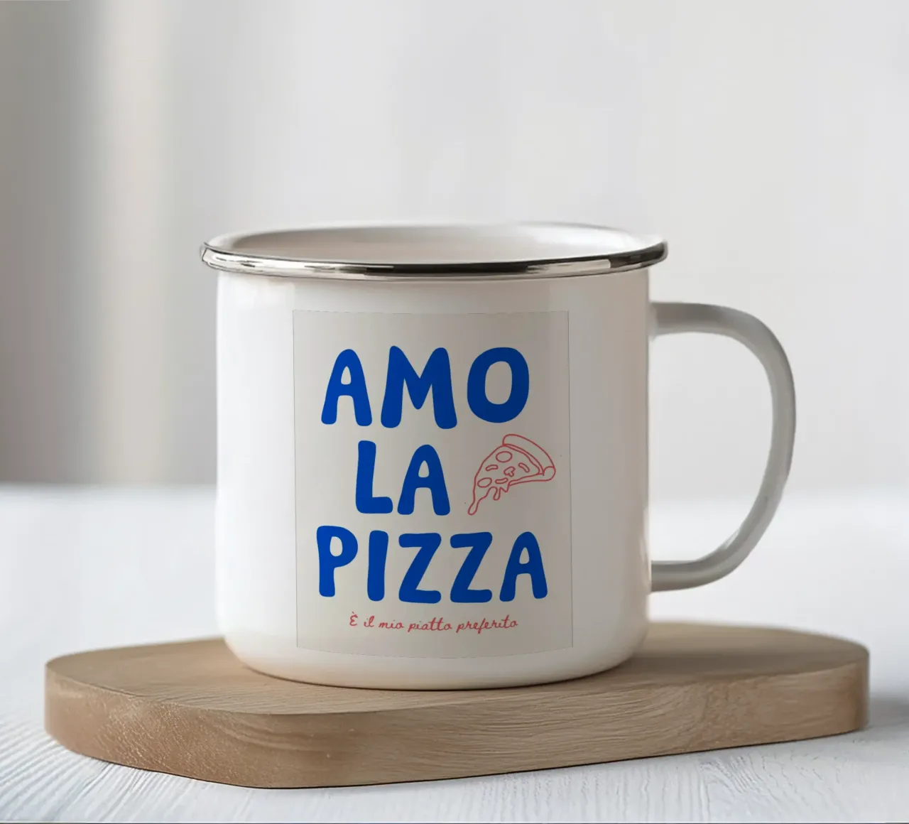 Amo la pizza - verschiedenen Farbvarianten tazza in smalto da Ohkimiko