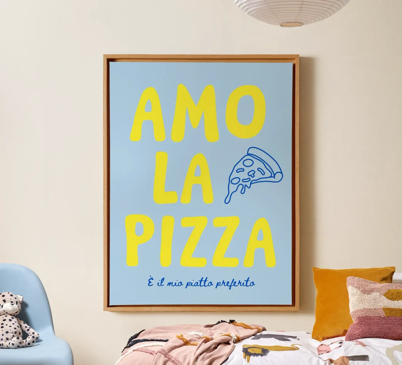 Amo la pizza - verschiedenen Farbvarianten tela con Cornice a cassetta da Ohkimiko