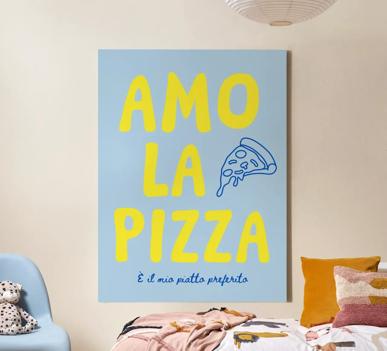 Amo la pizza - verschiedenen Farbvarianten tela con Cornice a cassetta da Ohkimiko