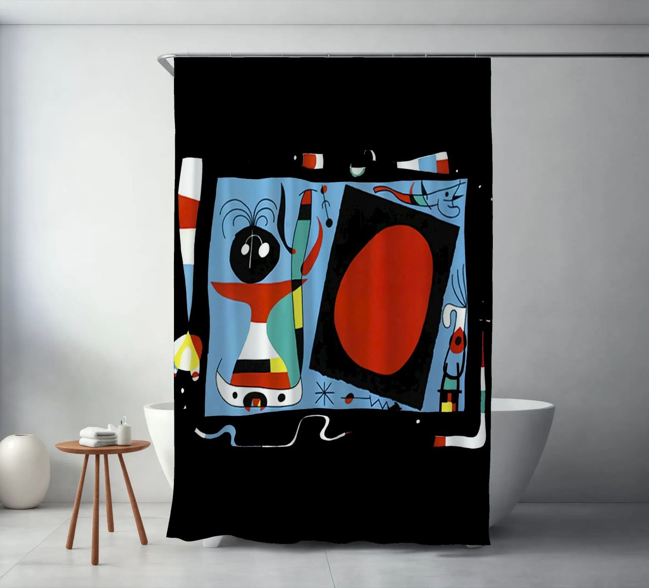 Joan Miro Mujer con espejo cortina de baño de phillipp veisenberg