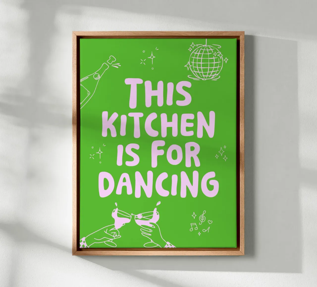 This kitchen is for dancing - mehrerer Farbvarianten canvas met Baklijst van Ohkimiko
