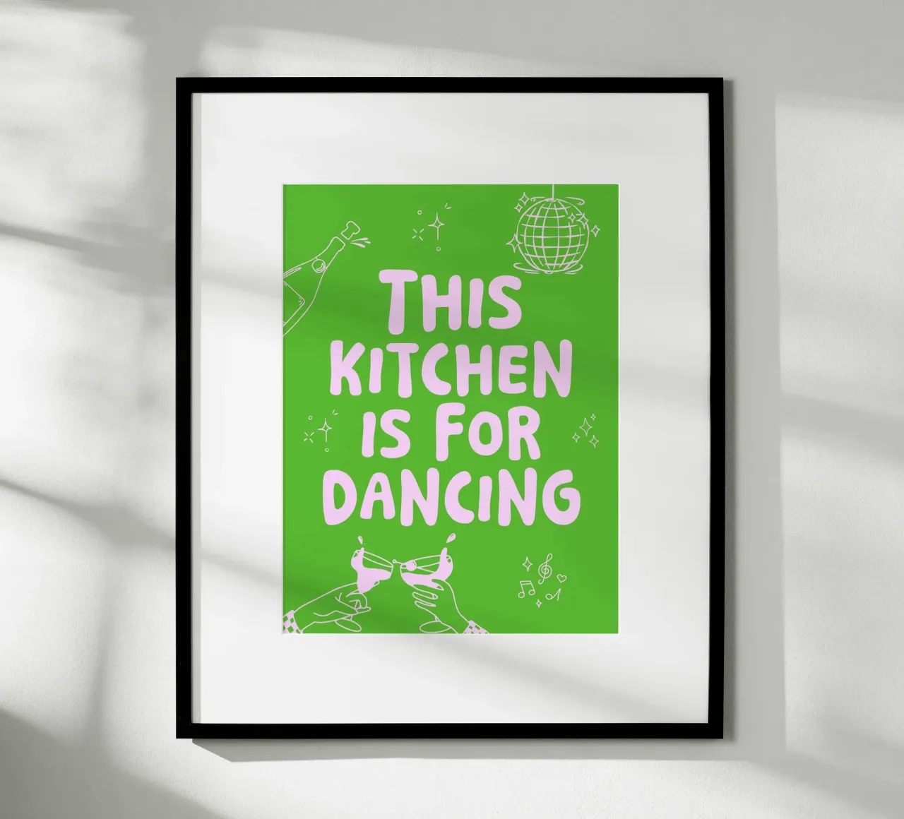 This kitchen is for dancing - mehrerer Farbvarianten poster con telaio in legno da Ohkimiko