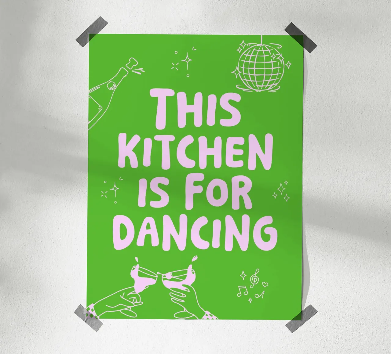 This kitchen is for dancing - mehrerer Farbvarianten poster con telaio in legno da Ohkimiko