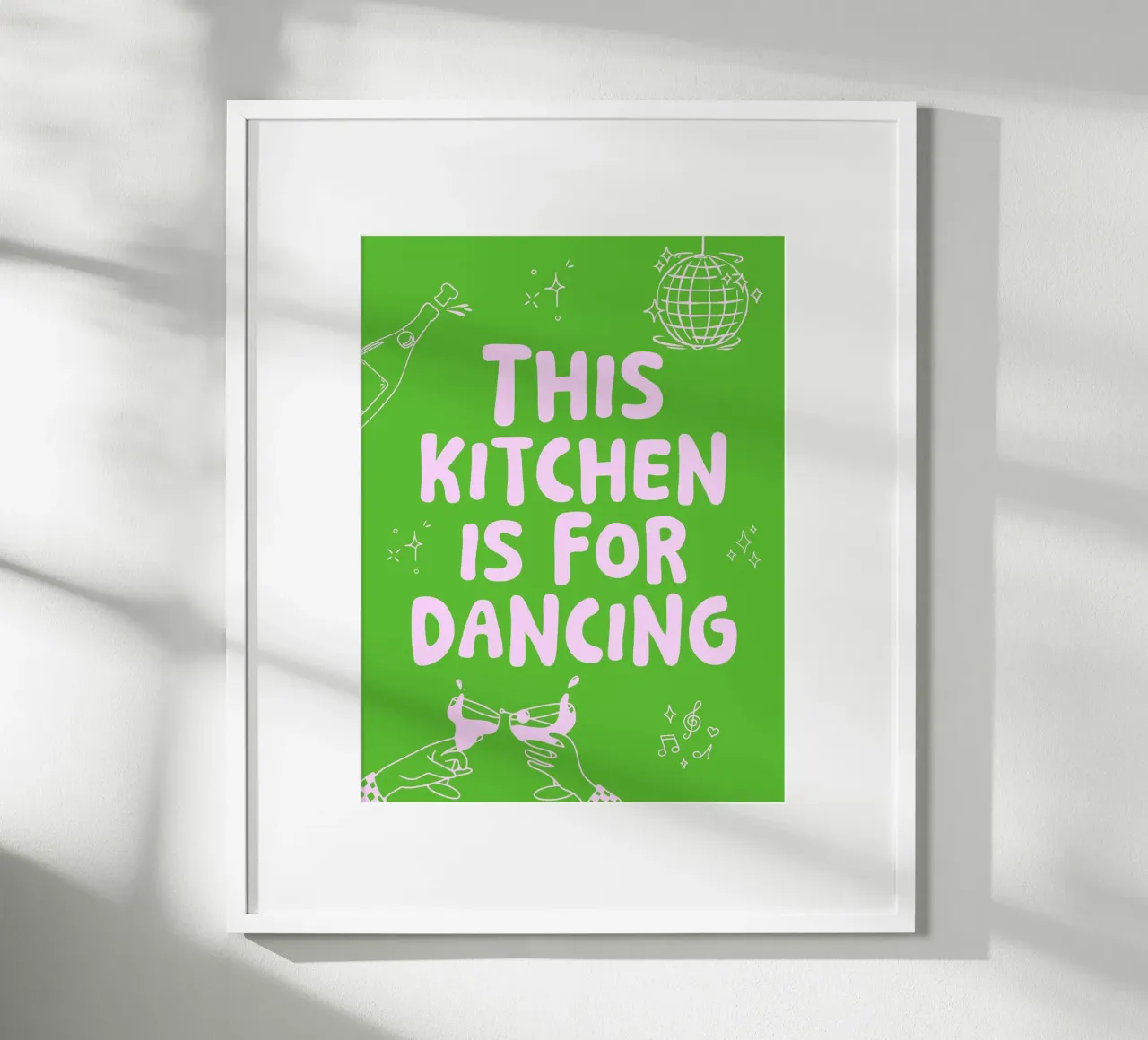 This kitchen is for dancing - mehrerer Farbvarianten poster con telaio in legno da Ohkimiko