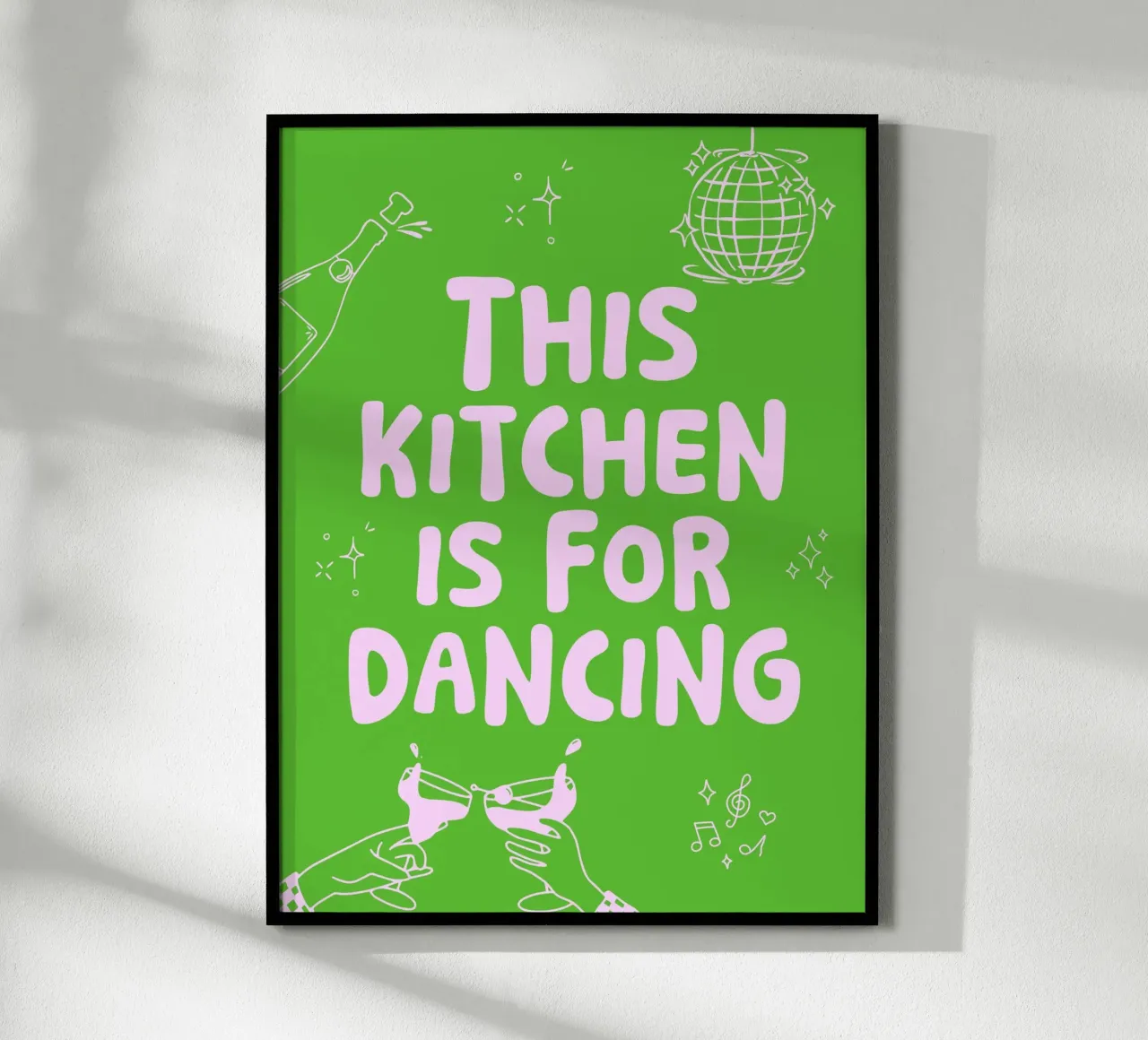 This kitchen is for dancing - mehrerer Farbvarianten poster con telaio in legno da Ohkimiko
