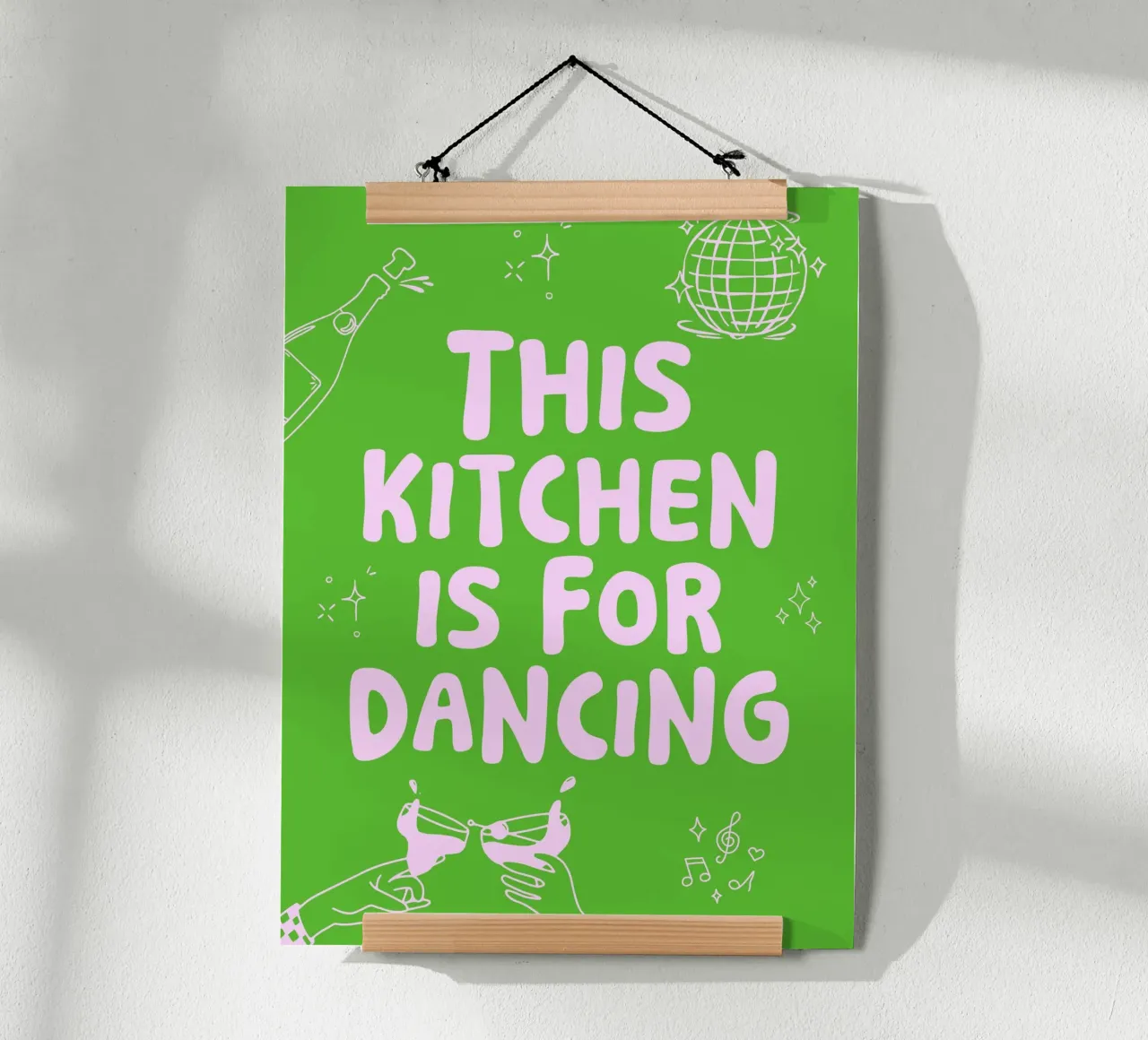 This kitchen is for dancing - mehrerer Farbvarianten poster con telaio in legno da Ohkimiko