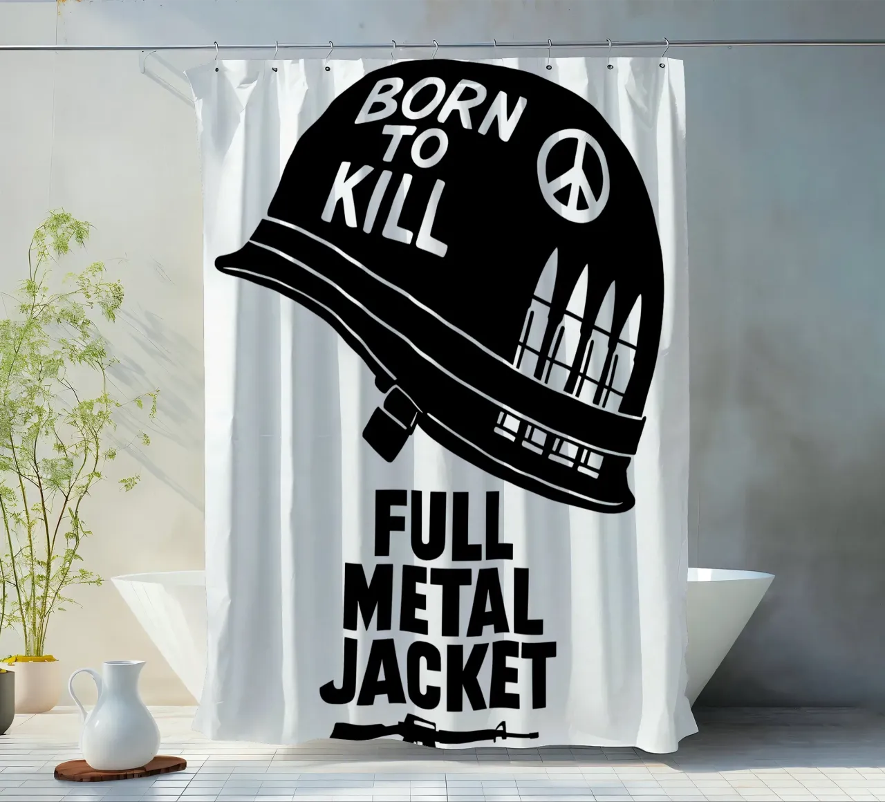 Full Metal Jacket Print shower curtain by MoviesArt