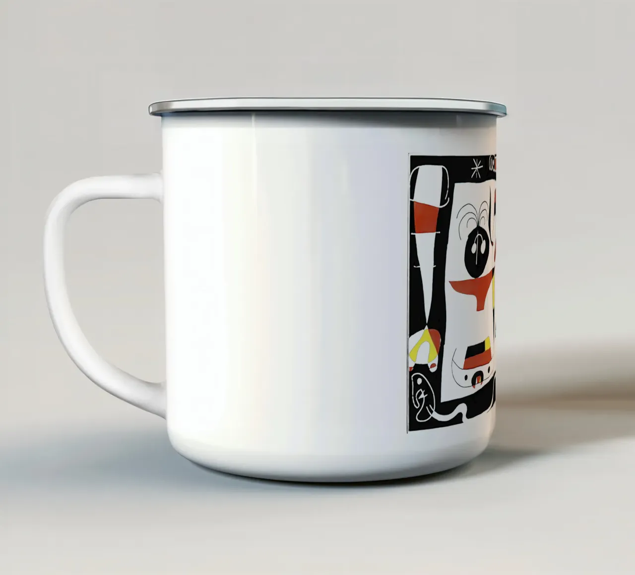 Joan Miro Donna con specchio tazza in smalto da phillipp veisenberg