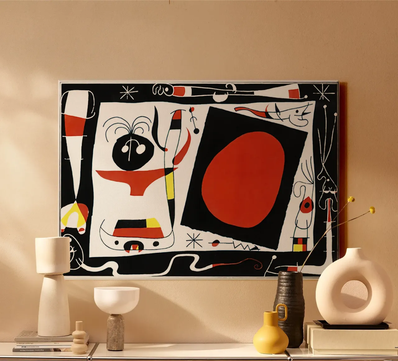 Joan Miro Donna con specchio tela con Cornice a cassetta da phillipp veisenberg