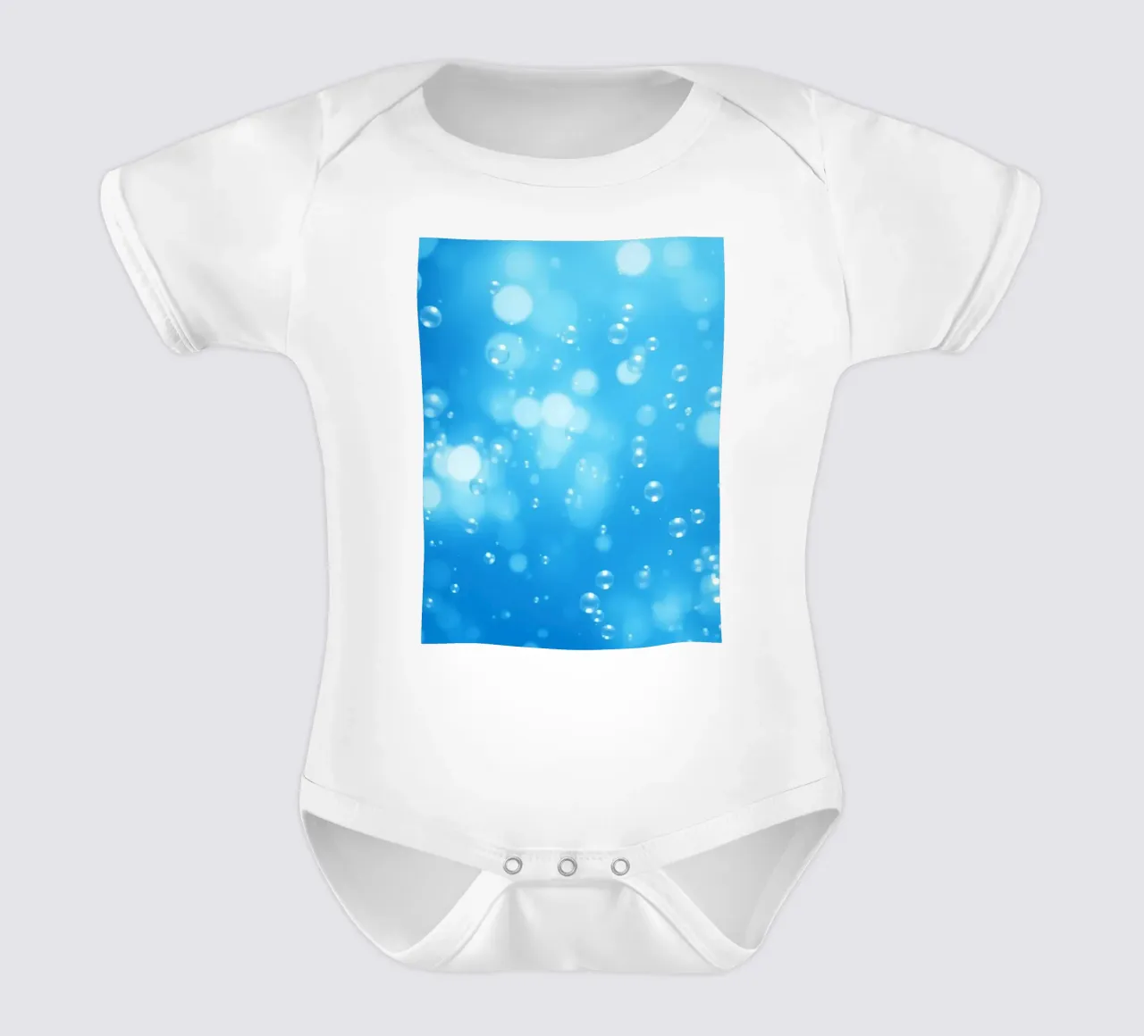 Bubbles floating in clear blue water creating calm art short-sleeve baby romper by DesignDoodle