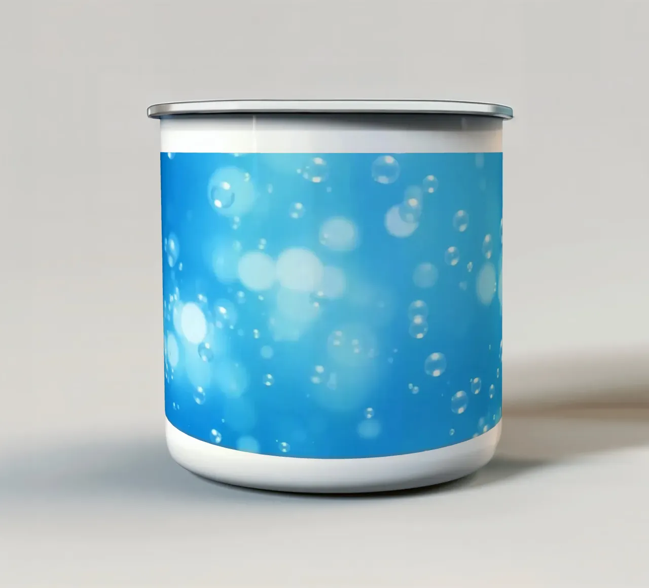 Bubbles floating in clear blue water creating calm art enamel mug by DesignDoodle