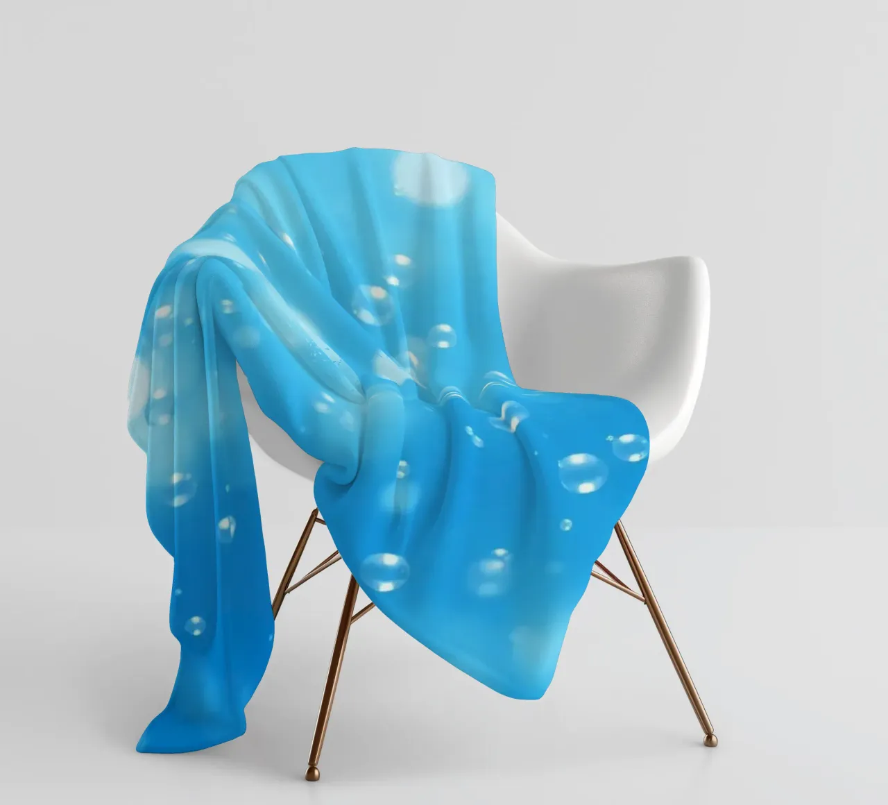 Bubbles floating in clear blue water creating calm art fleece blanket by DesignDoodle
