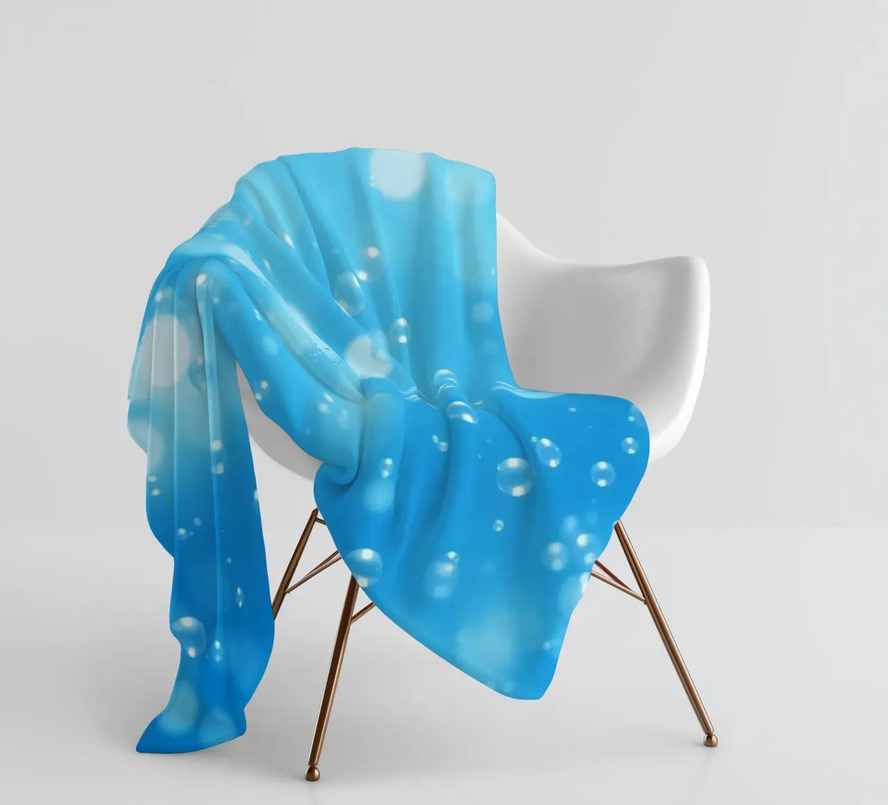 Bubbles floating in clear blue water creating calm art fleece blanket by DesignDoodle