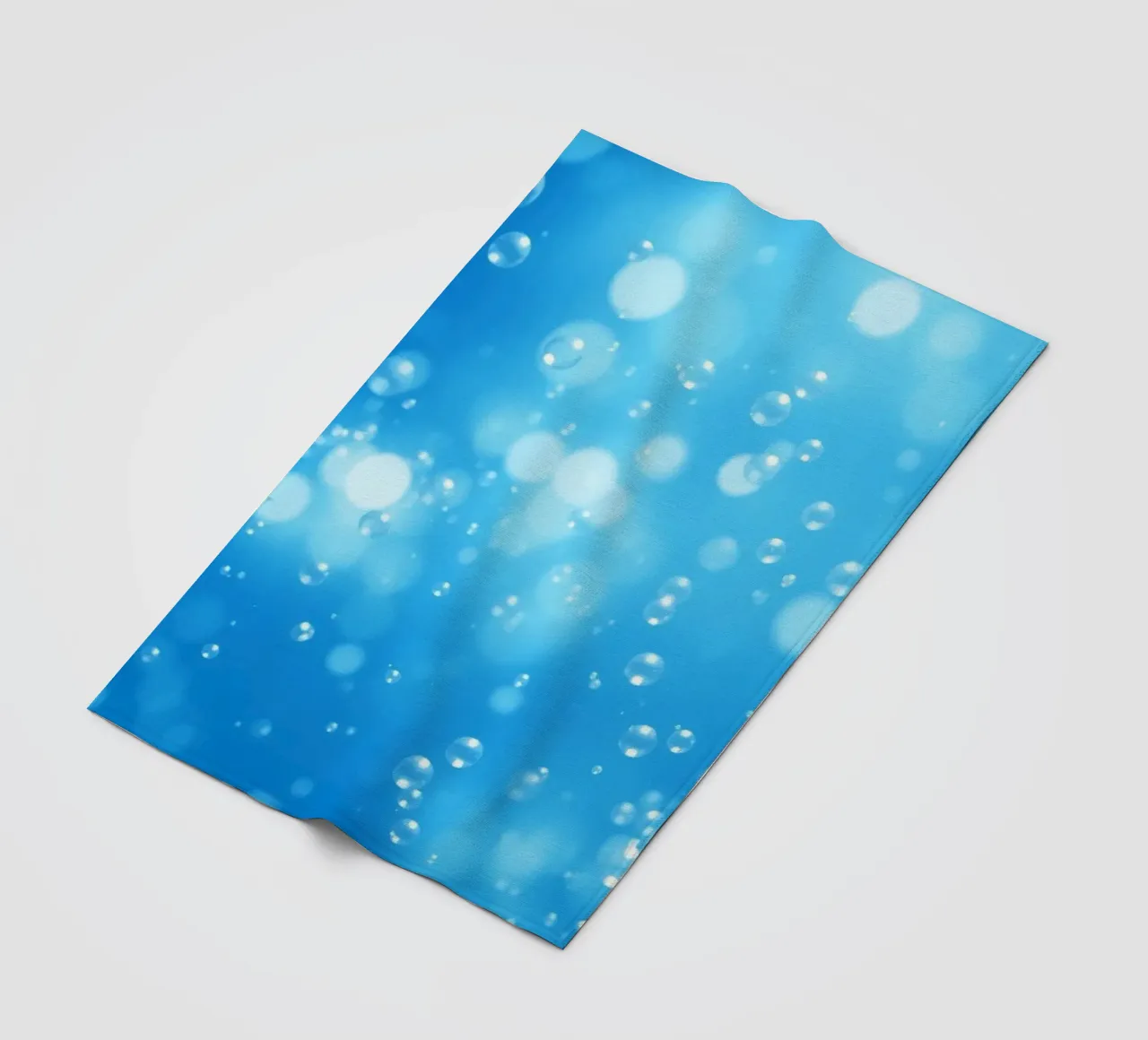 Bubbles floating in clear blue water creating calm art fleece blanket by DesignDoodle