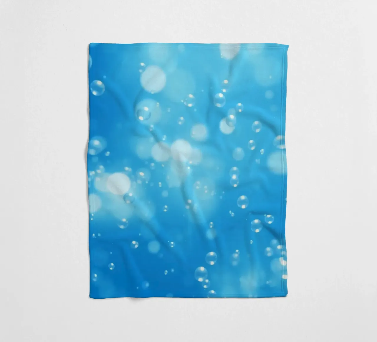 Bubbles floating in clear blue water creating calm art fleece blanket by DesignDoodle