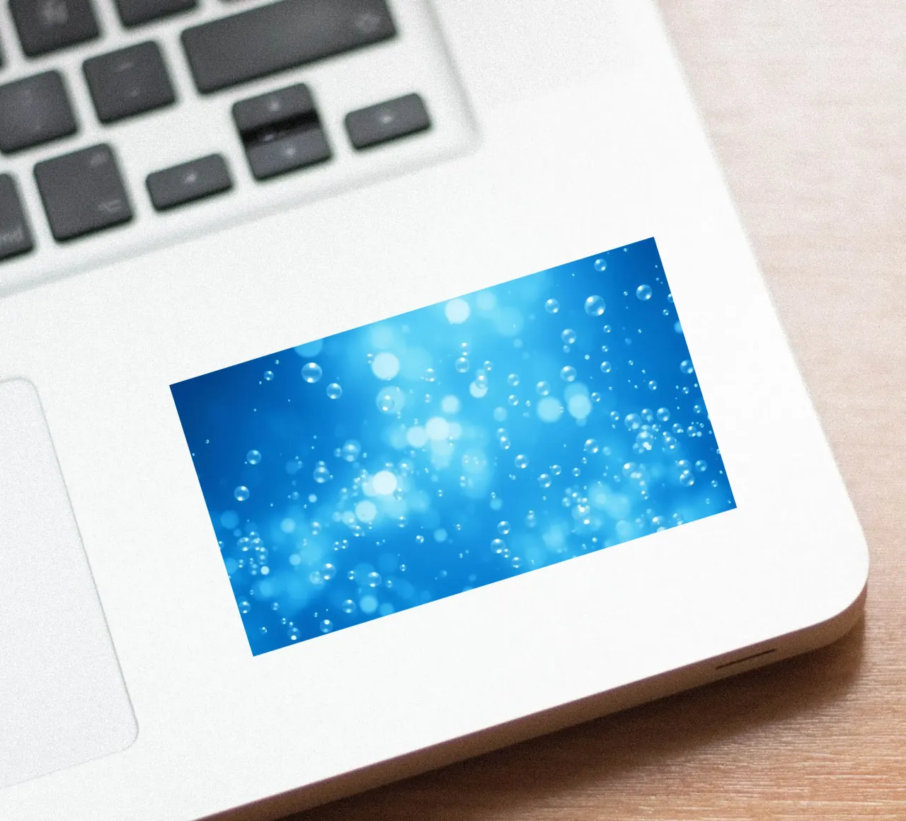 Bubbles floating in clear blue water creating calm art sticker by DesignDoodle