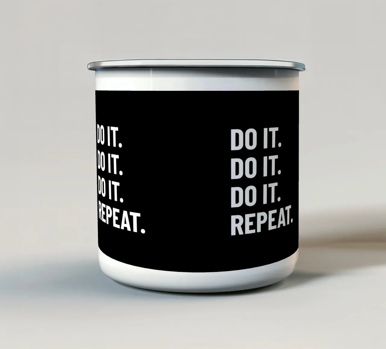 Motivation: Do it. Repeat. white. Inspiration. tazza in smalto da RB-Quotes