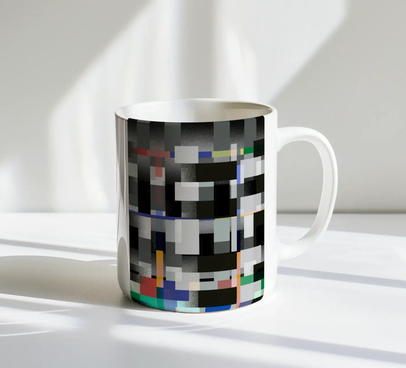Glitches pattern 08 ceramic mug by Little Dean