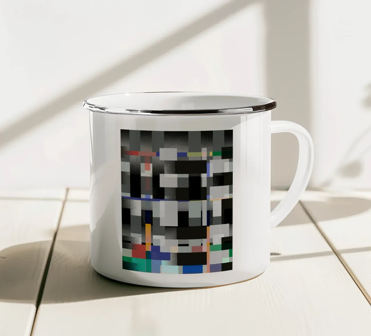 Glitches patrón 08 taza de esmalte de Little Dean
