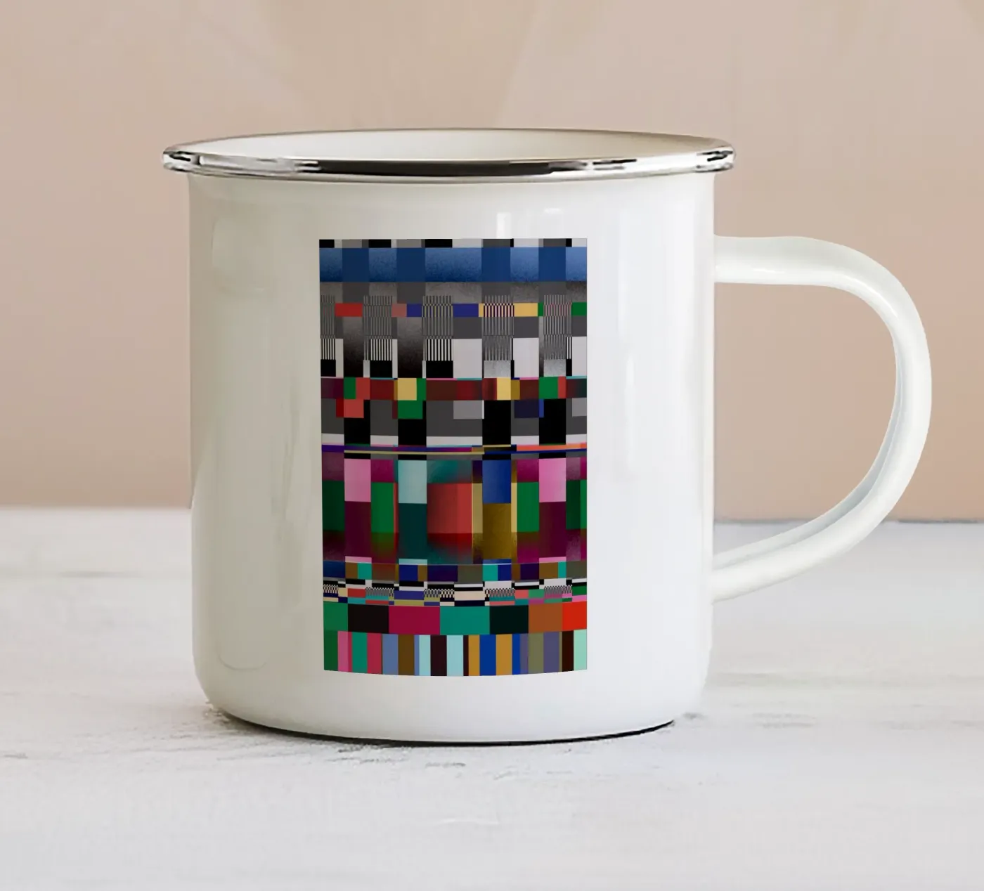 Glitches pattern 09 enamel mug by Little Dean