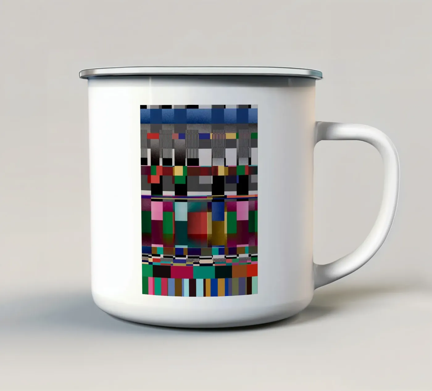 Glitches pattern 09 enamel mug by Little Dean