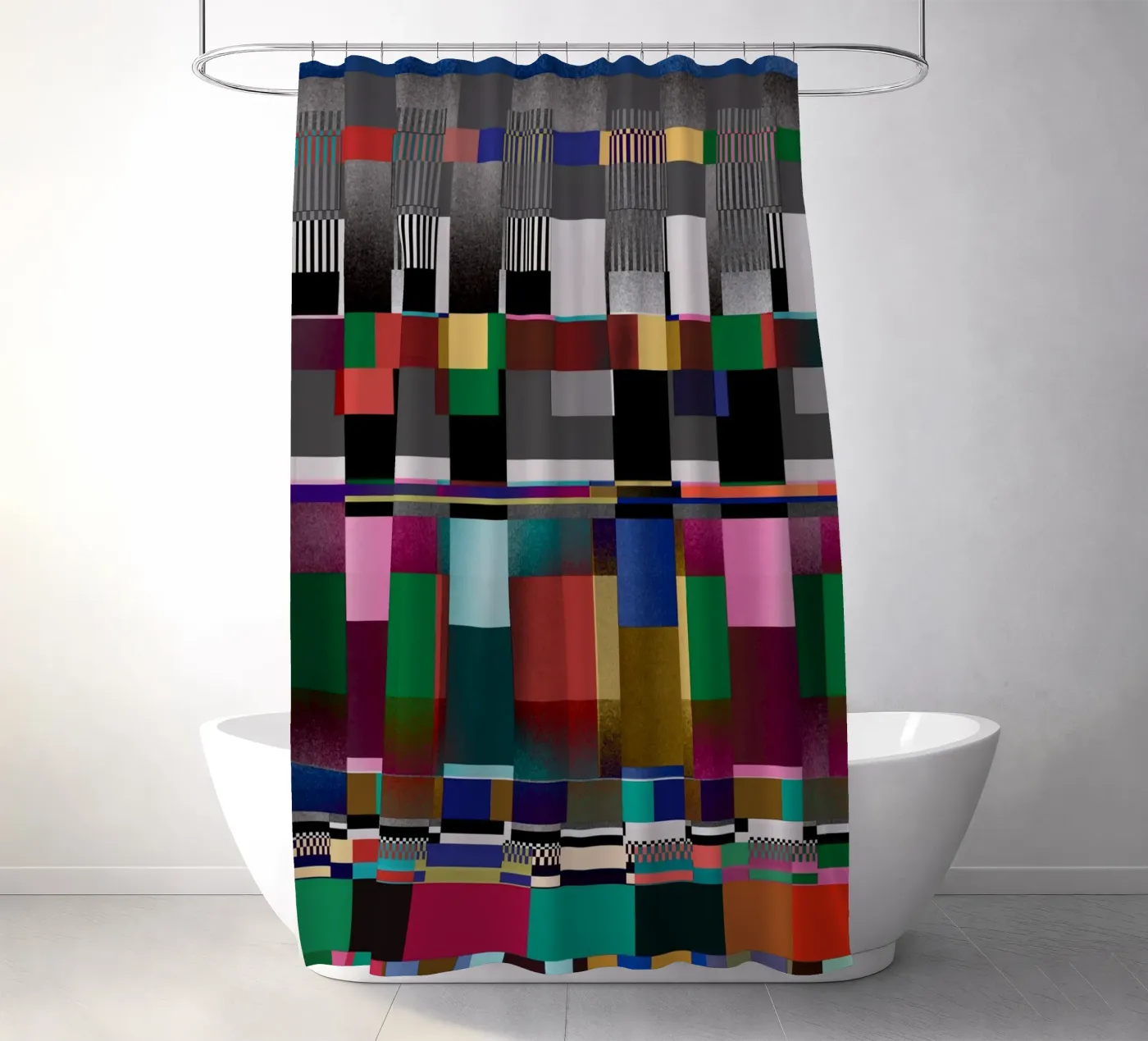 Glitches pattern 09 shower curtain by Little Dean