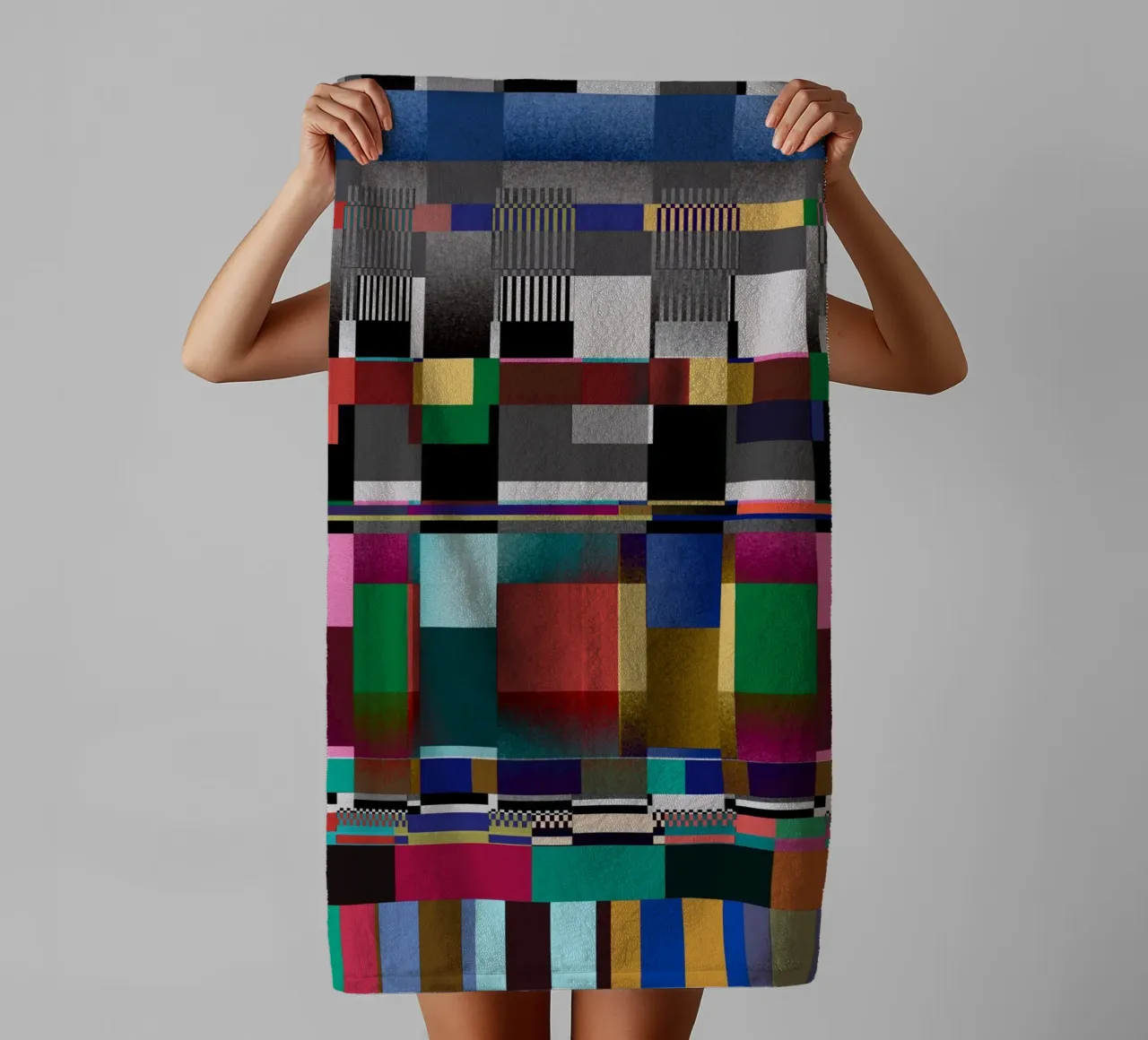 Glitches pattern 09 towel by Little Dean