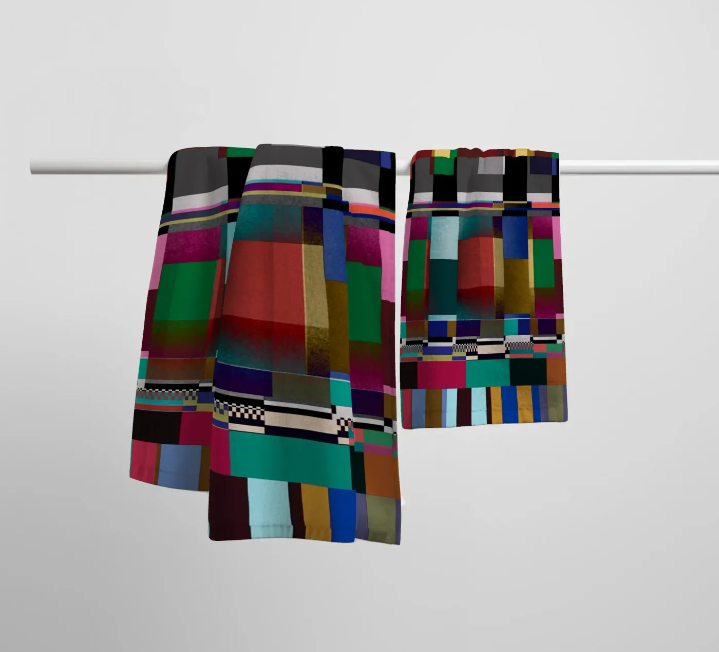 Glitches pattern 09 towel by Little Dean