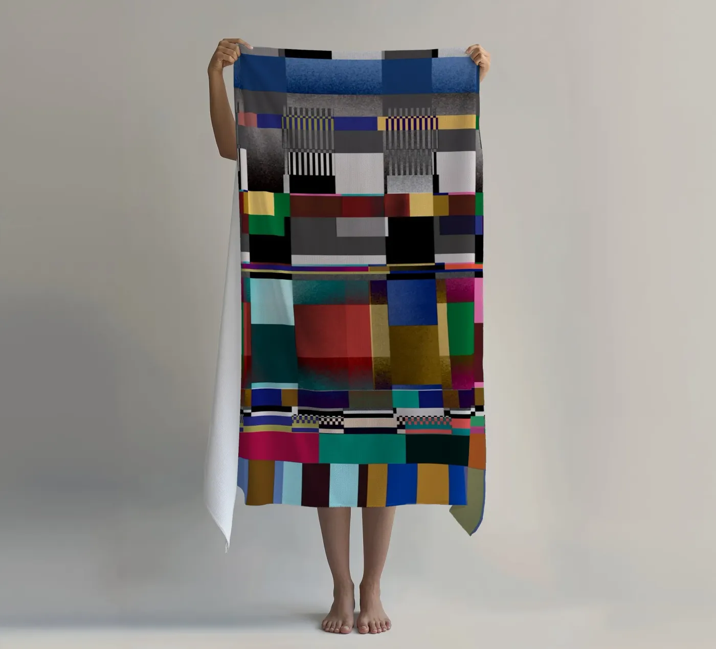 Glitches pattern 09 beach towel by Little Dean