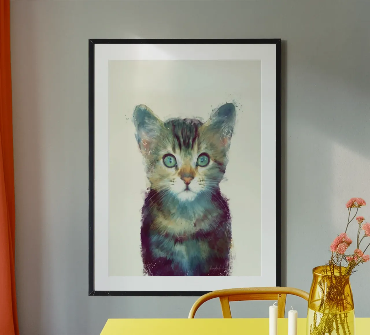 espressione del gattino carino amy hamilton poster con telaio in alluminio da kbm store