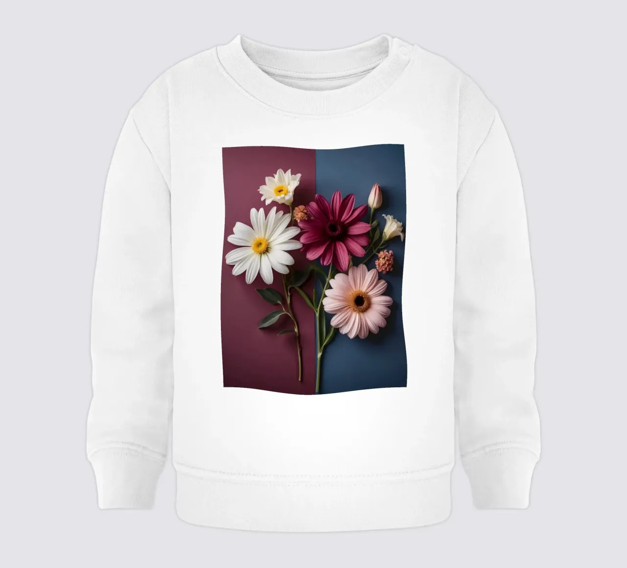 Bella composizione di fiori colorati su opere d'arte a contrasto felpa neonato da DesignDoodle