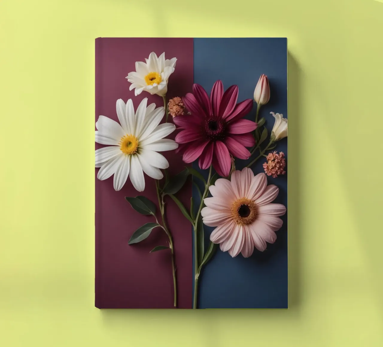 Magnifique arrangement de fleurs colorées sur un tableau contrasté carnet de notes de DesignDoodle