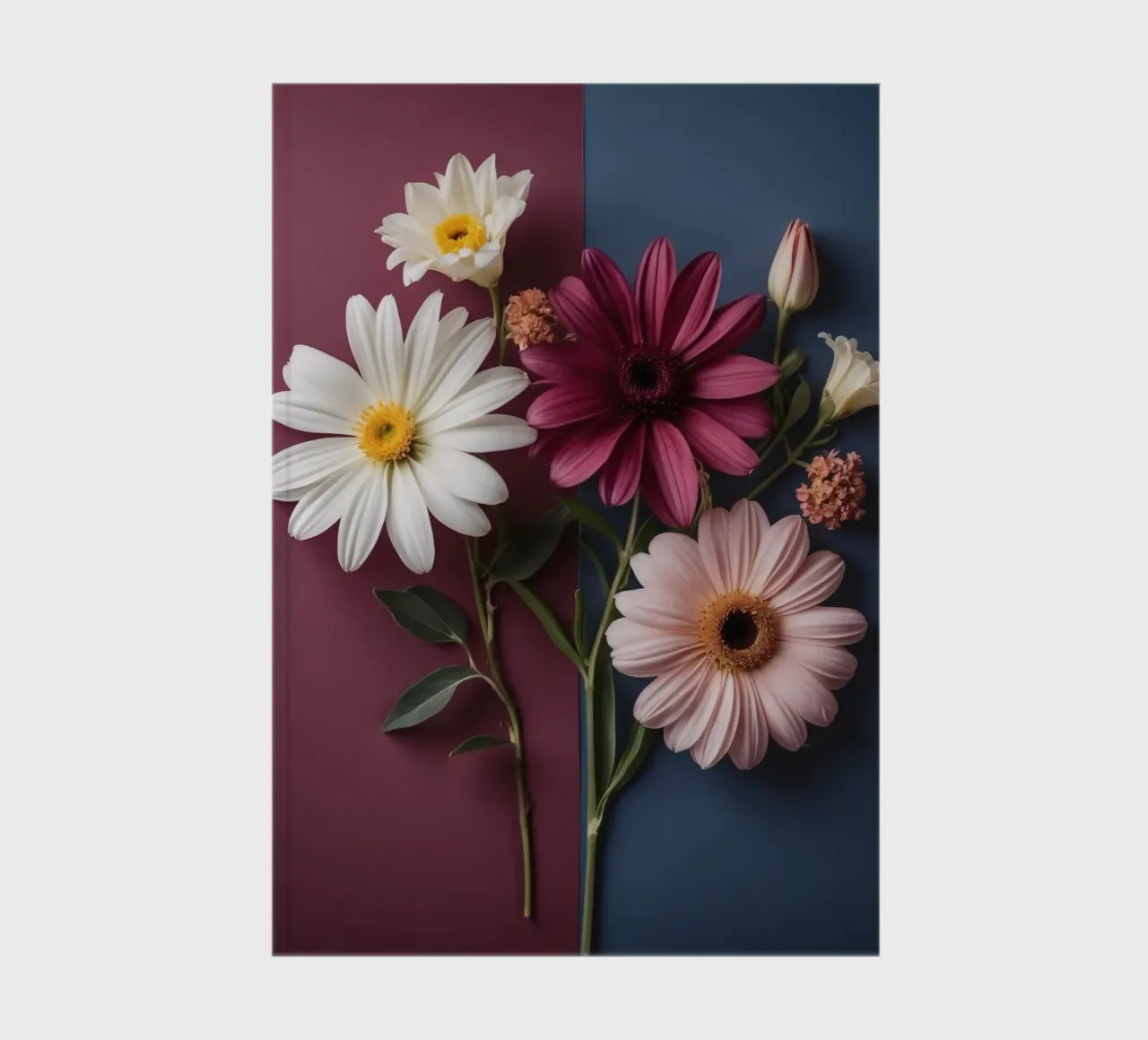 Magnifique arrangement de fleurs colorées sur un tableau contrasté carnet de notes de DesignDoodle