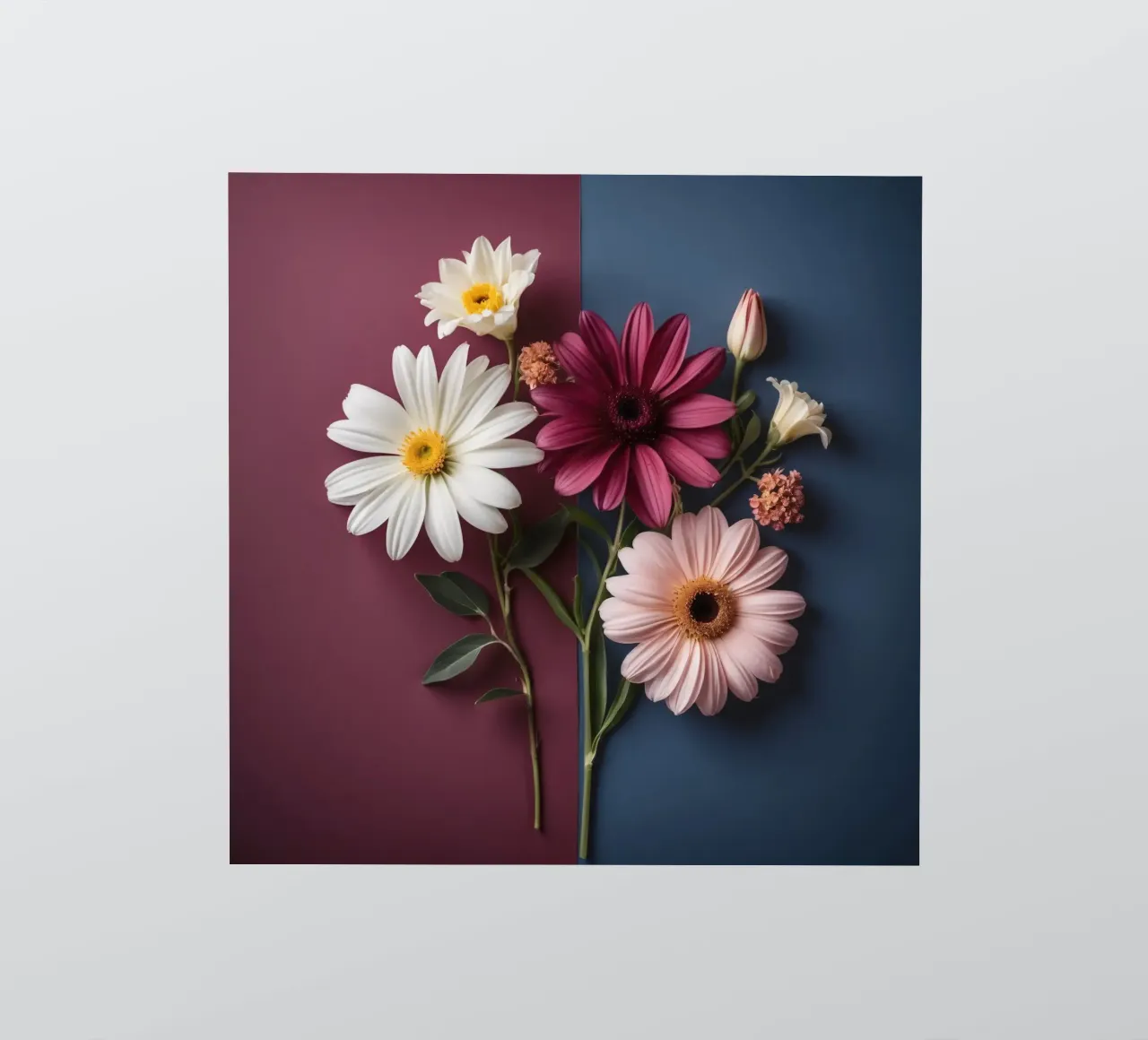 Beautiful arrangement of colorful flowers on contrasting art sticker by DesignDoodle