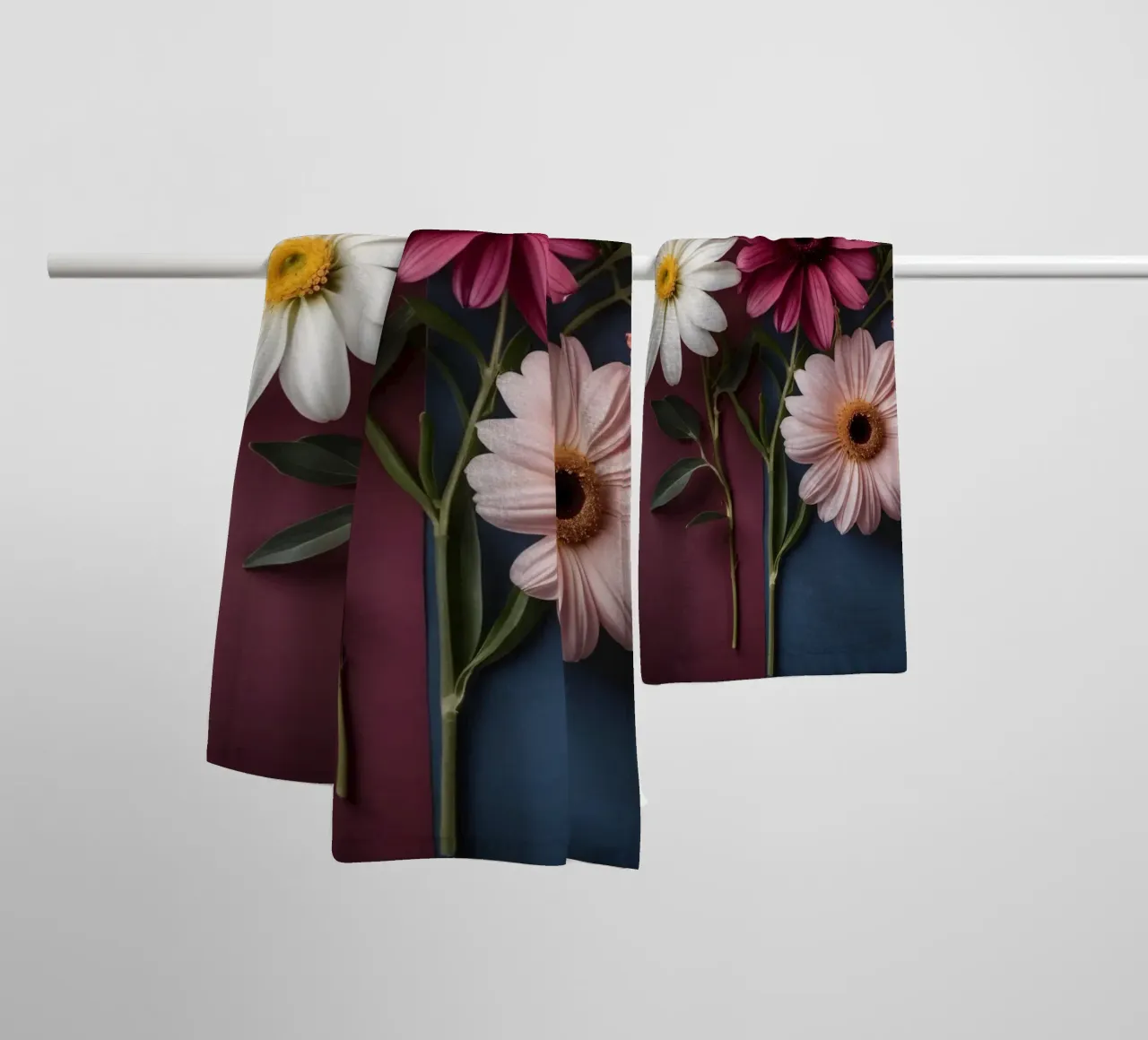 Bella composizione di fiori colorati su opere d'arte a contrasto asciugamano da bagno da DesignDoodle