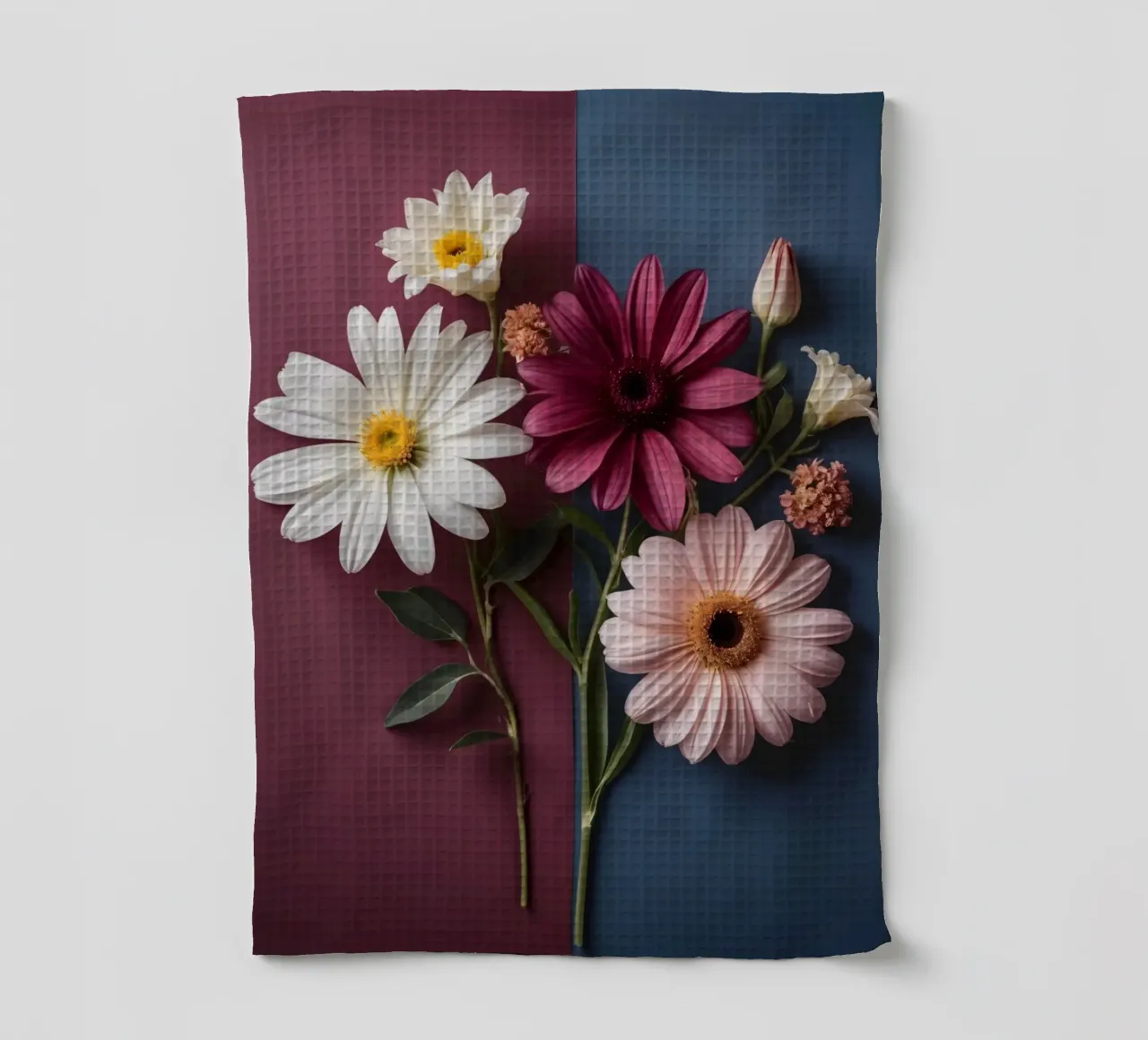 Magnifique arrangement de fleurs colorées sur un tableau contrasté torchon de DesignDoodle