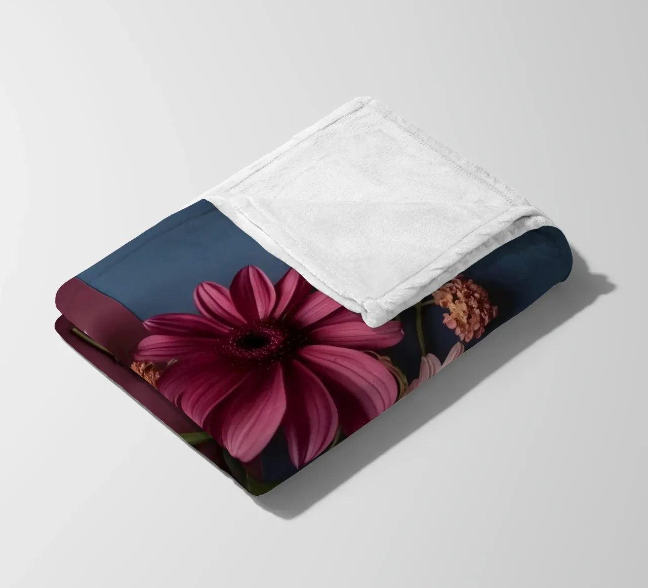 Beautiful arrangement of colorful flowers on contrasting art fleece blanket by DesignDoodle