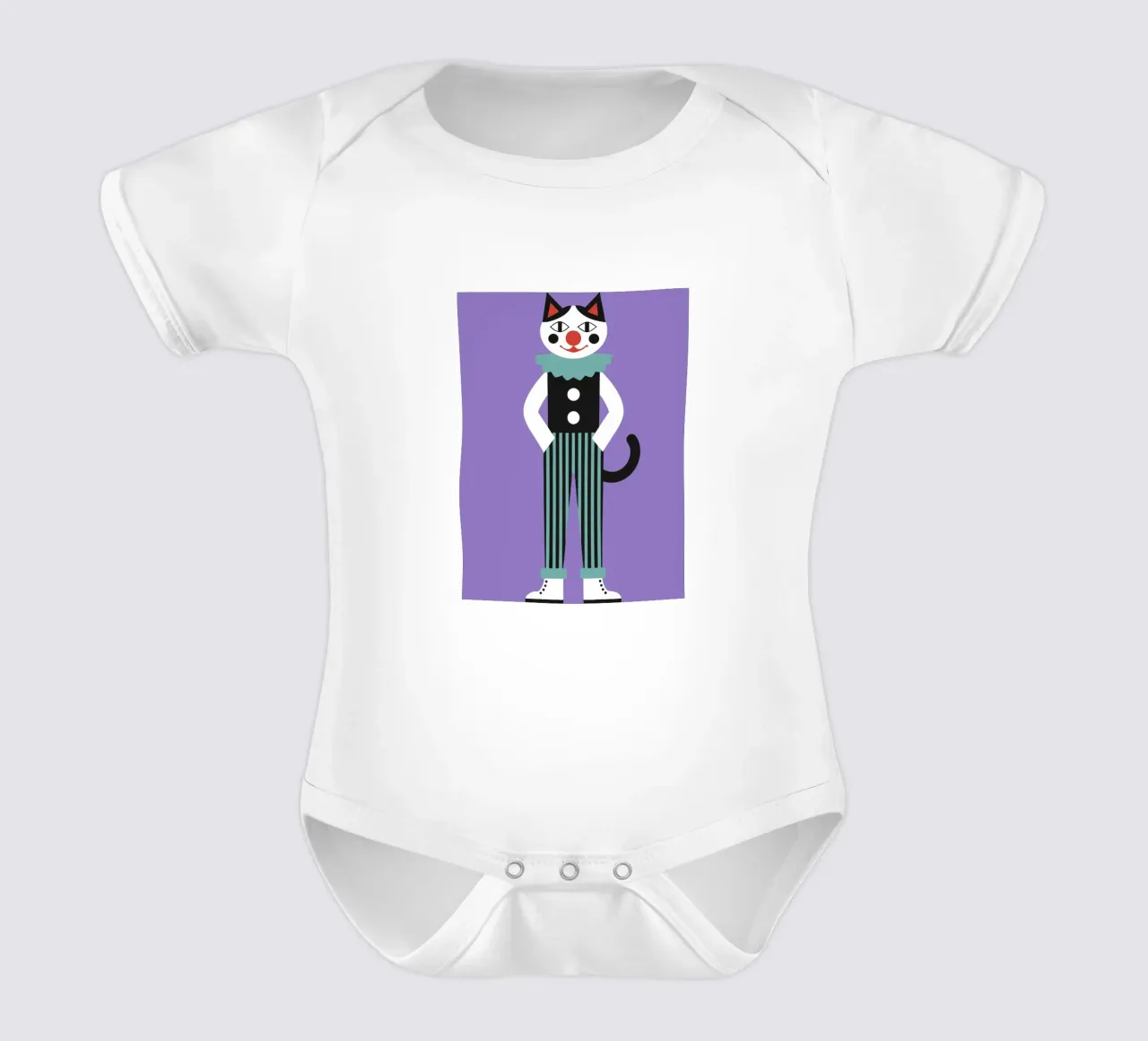 Gatto pagliaccio body neonato maniche corte da LOOK DIFFERENT