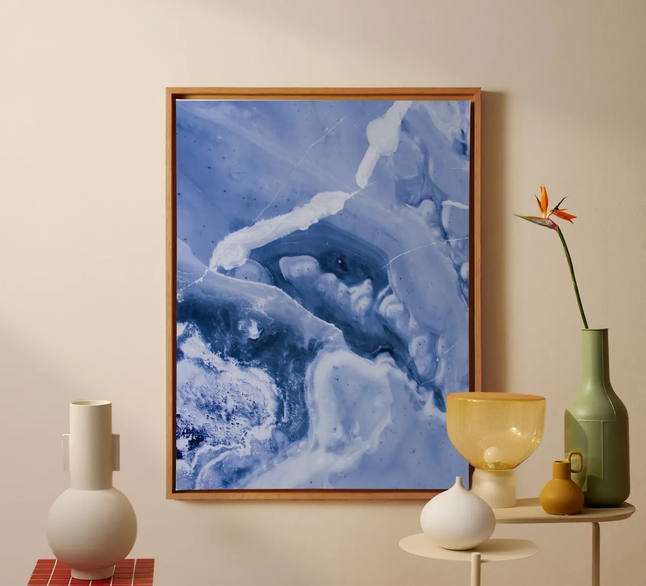 ijs gebroken canvas met Baklijst van Bleu