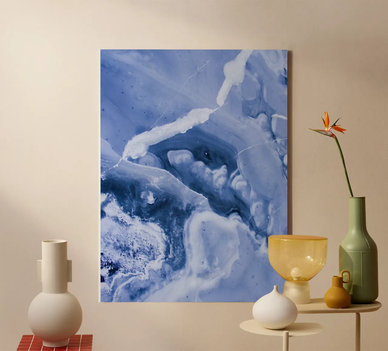 ijs gebroken canvas met Baklijst van Bleu