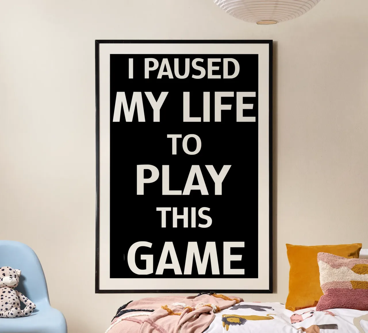 Ho messo in pausa la mia vita per giocare a questo gioco Gamer Gaming poster con telaio in legno da sillyindustries