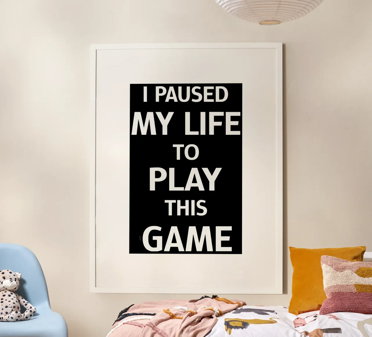 Ho messo in pausa la mia vita per giocare a questo gioco Gamer Gaming poster con telaio in legno da sillyindustries