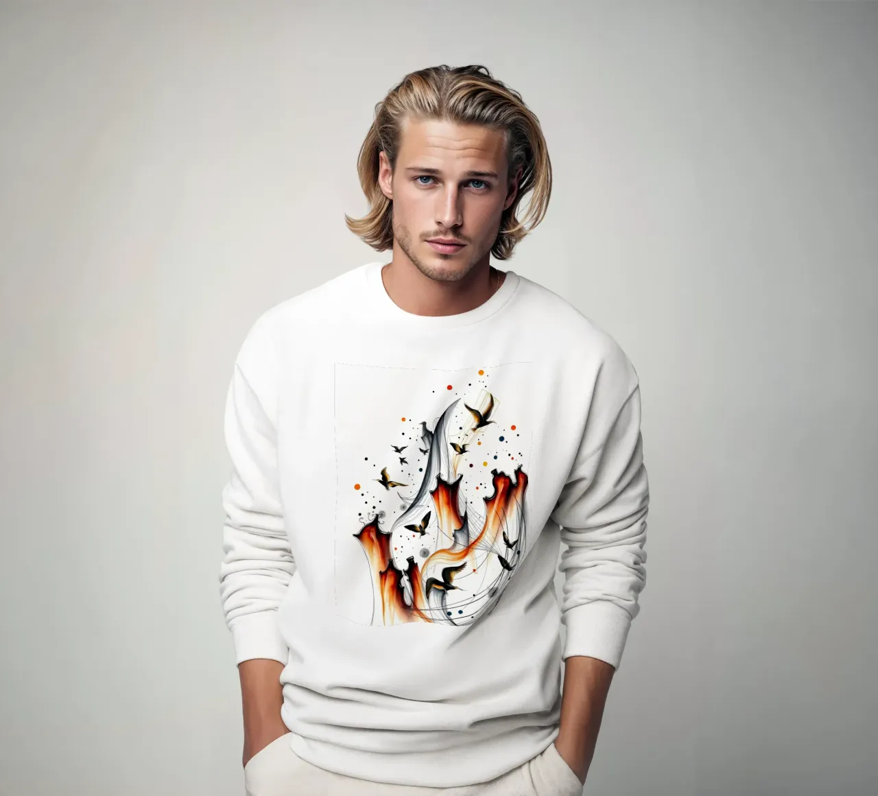 Abstrakt Vogelschiff Sweatshirt von kosinsart.gallery