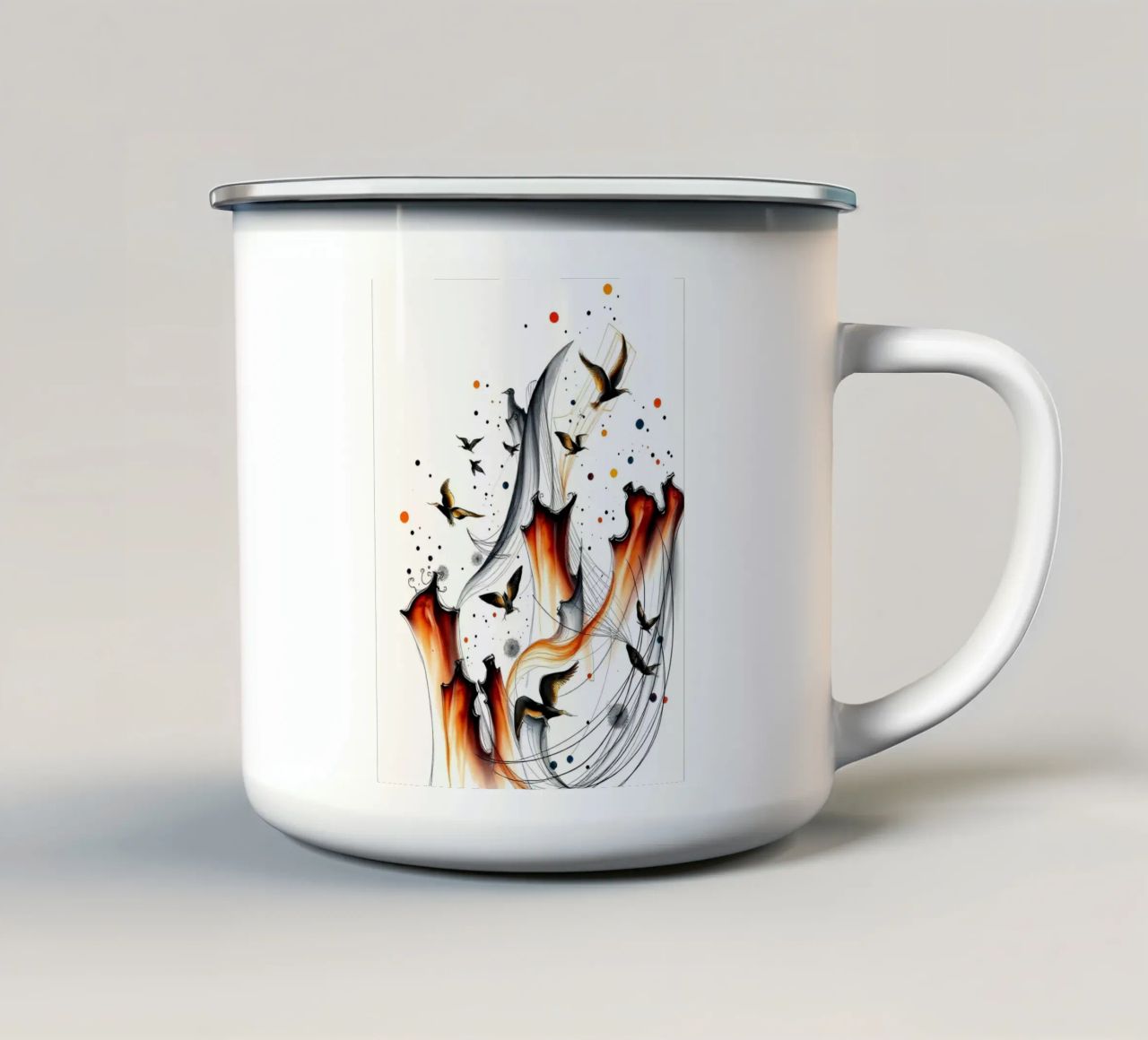Abstrakt Vogelschiff tazza in smalto da kosinsart.gallery