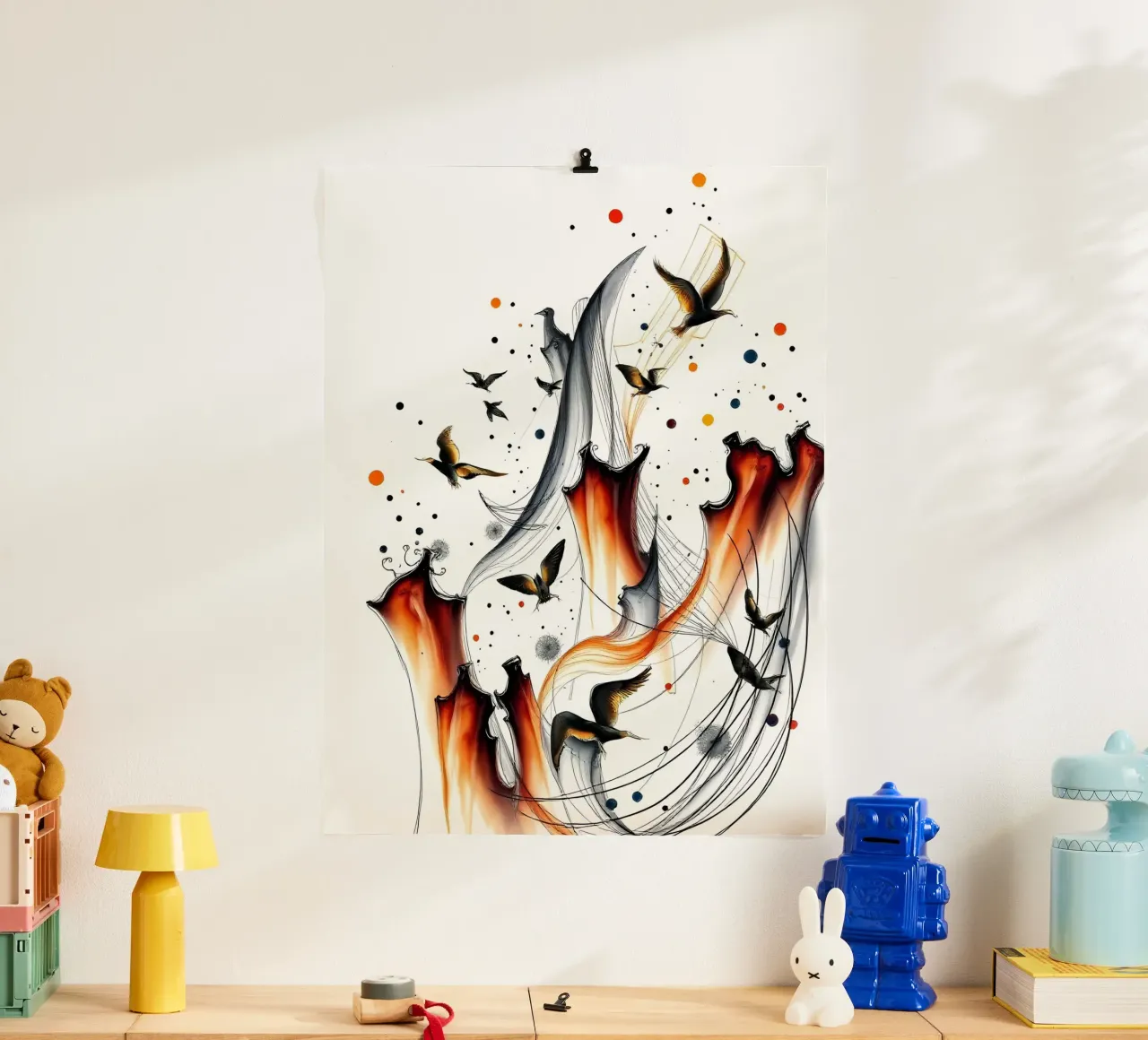 Abstrakt Vogelschiff poster da kosinsart.gallery
