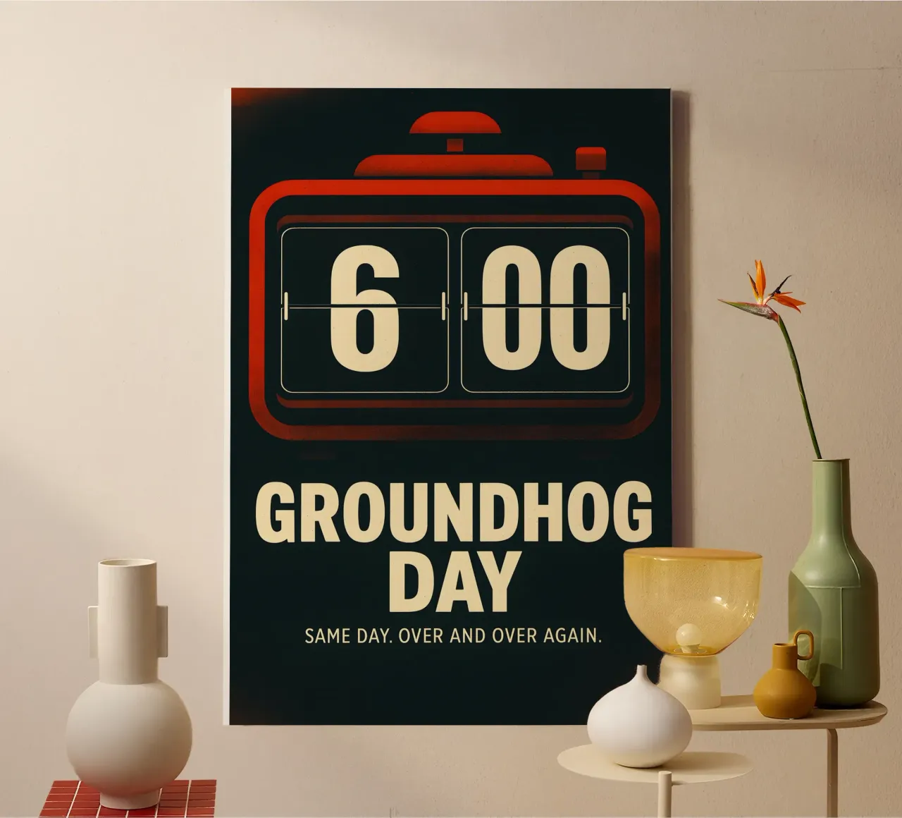 Groundhog Day Print tela con Cornice a cassetta da MoviesArt